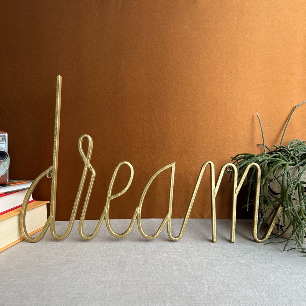 Dream Brass Metal Word Wall Art